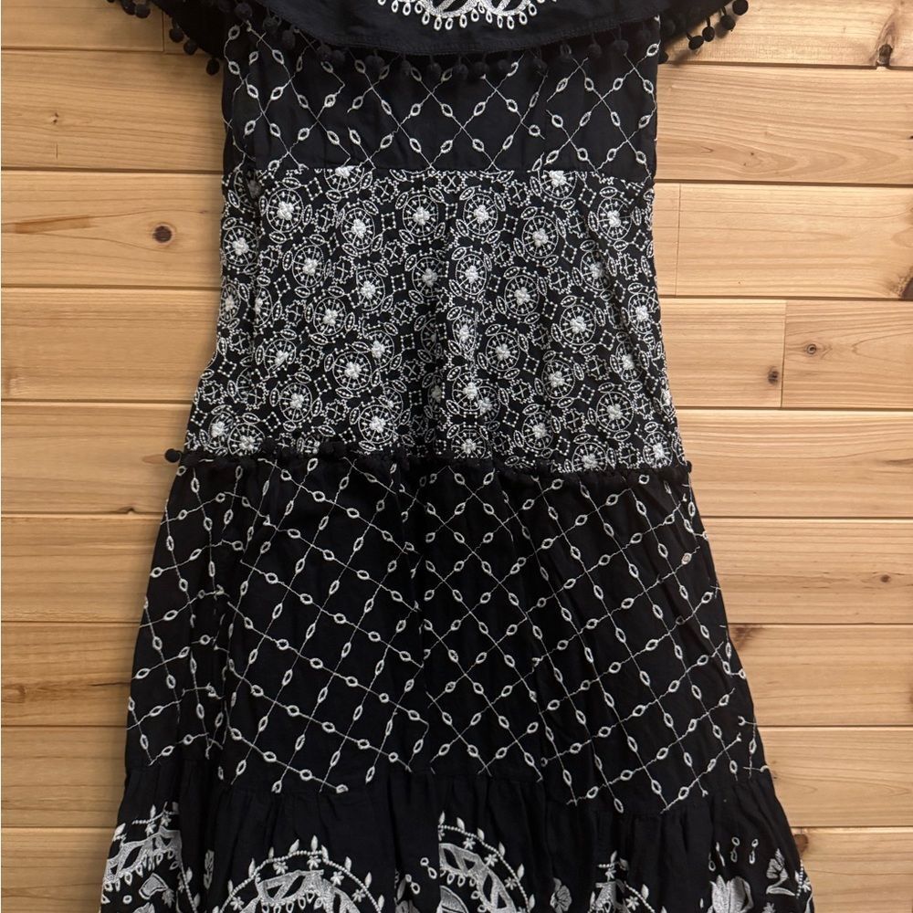 By Anthropologie Size 4 Marisol Off The Shoulder Embroidered Boho Midi Dress - Picture 9 of 16